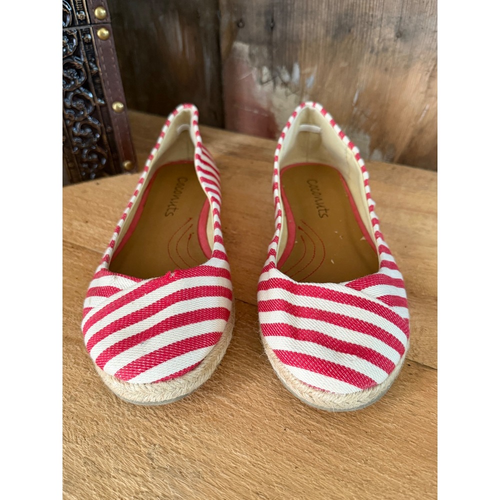 Coconuts by Matisse Regatta Red White Striped Canvas Espadrille Flats Womens 7.5